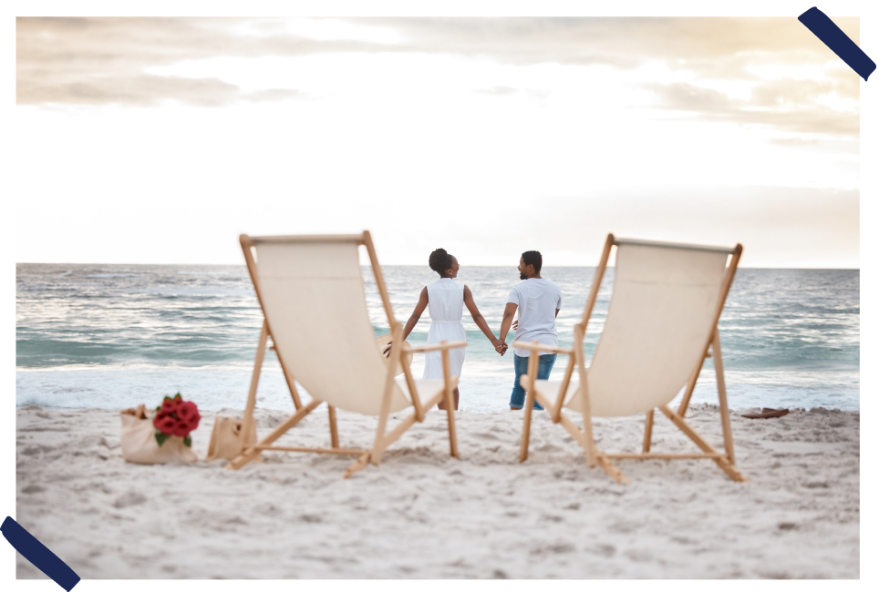 Couple enjoying their anniversary trip funded by their friends and family